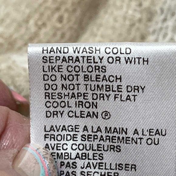 Bianco & Blu Sweater Womens M Neutral Ivory Checkboard Mohair Blend Pullover - Picture 8 of 10